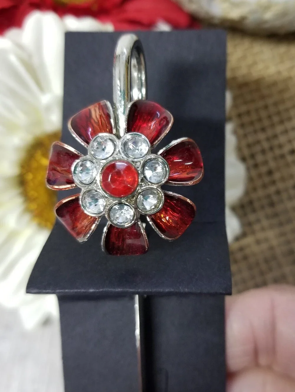Red Metal Flower Bookmark